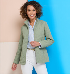 Mock Quilt Concealed Hood Zip Jacket - LA506